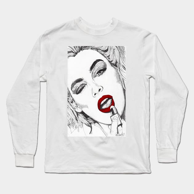 Lipstick Girl Long Sleeve T-Shirt by paulnelsonesch